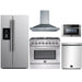 Forno 5-Piece Appliance Package - 36-Inch Dual Fuel Range, Refrigerator with Water Dispenser, Wall Mount Hood, Microwave Drawer, & 3-Rack Dishwasher in Stainless Steel FORNO