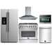 Forno 5-Piece Appliance Package - 36-Inch Dual Fuel Range, Refrigerator with Water Dispenser, Wall Mount Hood, Microwave Oven, & 3-Rack Dishwasher in Stainless Steel FORNO