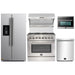 Forno 5-Piece Appliance Package - 36-Inch Dual Fuel Range, Refrigerator with Water Dispenser, Wall Mount Hood with Backsplash, Microwave Oven, & 3-Rack Dishwasher in Stainless Steel FORNO