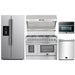 Forno 5-Piece Appliance Package - 48-Inch Dual Fuel Range, Refrigerator with Water Dispenser, Wall Mount Hood with Backsplash, Microwave Oven, & 3-Rack Dishwasher in Stainless Steel FORNO