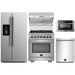 Forno 5-Piece Pro Appliance Package - 30-Inch Dual Fuel Range, Refrigerator with Water Dispenser, Wall Mount Hood with Backsplash, Microwave Drawer, & 3-Rack Dishwasher in Stainless Steel FORNO