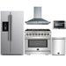 Forno 5-Piece Pro Appliance Package - 36-Inch Dual Fuel Range, Refrigerator with Water Dispenser, Wall Mount Hood, Microwave Drawer, & 3-Rack Dishwasher in Stainless Steel FORNO