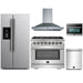 Forno 5-Piece Pro Appliance Package - 36-Inch Dual Fuel Range, Refrigerator with Water Dispenser, Wall Mount Hood, Microwave Oven, & 3-Rack Dishwasher in Stainless Steel FORNO