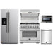 Forno 5-Piece Pro Appliance Package - 36-Inch Dual Fuel Range, Refrigerator with Water Dispenser, Wall Mount Hood with Backsplash, Microwave Drawer, & 3-Rack Dishwasher in Stainless Steel FORNO