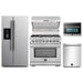 Forno 5-Piece Pro Appliance Package - 36-Inch Dual Fuel Range, Refrigerator with Water Dispenser, Wall Mount Hood with Backsplash, Microwave Oven, & 3-Rack Dishwasher in Stainless Steel FORNO