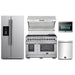 Forno 5-Piece Pro Appliance Package - 48-Inch Dual Fuel Range, Refrigerator with Water Dispenser, Wall Mount Hood with Backsplash, Microwave Oven, & 3-Rack Dishwasher in Stainless Steel FORNO