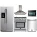 Forno 5-Piece Appliance Package - 30-Inch Dual Fuel Range with Air Fryer, Refrigerator with Water Dispenser, Wall Mount Hood, Microwave Oven, & 3-Rack Dishwasher in Stainless Steel FORNO