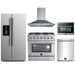 Forno 5-Piece Appliance Package - 36-Inch Gas Range, Refrigerator with Water Dispenser, Wall Mount Hood, Microwave Oven, & 3-Rack Dishwasher in Stainless Steel FORNO