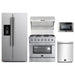 Forno 5-Piece Appliance Package - 36-Inch Gas Range, Refrigerator with Water Dispenser, Wall Mount Hood with Backsplash, Microwave Drawer, & 3-Rack Dishwasher in Stainless Steel FORNO