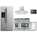 Forno 5-Piece Appliance Package - 48-Inch Gas Range, Refrigerator with Water Dispenser, Wall Mount Hood, Microwave Drawer, & 3-Rack Dishwasher in Stainless Steel FORNO