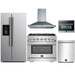 Forno 5-Piece Pro Appliance Package - 36-Inch Gas Range, Refrigerator with Water Dispenser, Wall Mount Hood, Microwave Oven, & 3-Rack Dishwasher in Stainless Steel FORNO