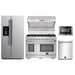 Forno 5-Piece Pro Appliance Package - 48-Inch Gas Range, Refrigerator with Water Dispenser, Wall Mount Hood with Backsplash, Microwave Drawer, & 3-Rack Dishwasher in Stainless Steel FORNO