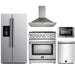 Forno 5-Piece Appliance Package - 30-Inch Gas Range, Refrigerator with Water Dispenser, Wall Mount Hood, Microwave Drawer, & 3-Rack Dishwasher in Stainless Steel FORNO