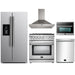 Forno 5-Piece Appliance Package - 30-Inch Gas Range, Refrigerator with Water Dispenser, Wall Mount Hood, Microwave Oven, & 3-Rack Dishwasher in Stainless Steel FORNO