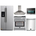 Forno 5-Piece Appliance Package - 30-Inch Gas Range with Air Fryer, Refrigerator with Water Dispenser, Wall Mount Hood, Microwave Oven, & 3-Rack Dishwasher in Stainless Steel FORNO