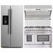Forno 3-Piece Appliance Package - 48-Inch Dual Fuel Range, Refrigerator with Water Dispenser, & Wall Mount Hood with Backsplash in Stainless Steel FORNO