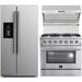 Forno 3-Piece Appliance Package - 36-Inch Gas Range, Refrigerator with Water Dispenser, & Wall Mount Hood with Backsplash in Stainless Steel FORNO