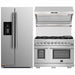 Forno 3-Piece Pro Appliance Package - 48-Inch Gas Range, Refrigerator with Water Dispenser,& Wall Mount Hood with Backsplash in Stainless Steel FORNO