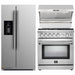 Forno 3-Piece Appliance Package - 30-Inch Gas Range, Refrigerator with Water Dispenser, & Wall Mount Hood with Backsplash in Stainless Steel FORNO