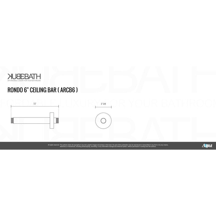 KubeBath Aqua Rondo 6" Long Shower Head Ceiling Bar KubeBath