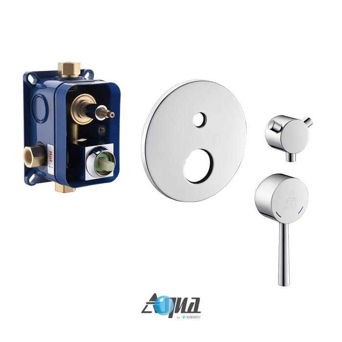 KubeBath Aqua Rondo Rough-In Valve With Cover Plate, Handle, and Diverter KubeBath