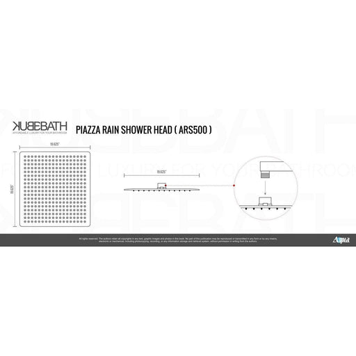 KubeBath Aqua Piazza 20" Super Slim Square Rain Shower Head KubeBath