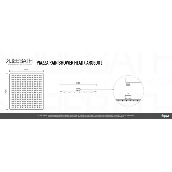 KubeBath Aqua Piazza 20" Super Slim Square Rain Shower Head KubeBath