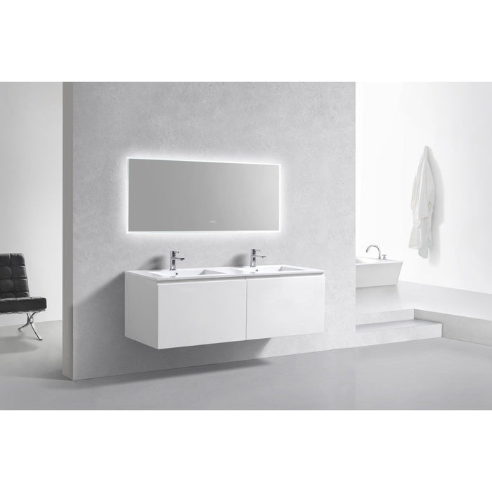 KubeBath Balli 60" Double Sink Wall Mount Modern Bathroom Vanity KubeBath