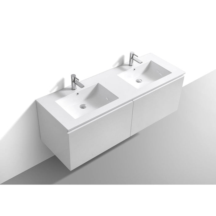 KubeBath Balli 60" Double Sink Wall Mount Modern Bathroom Vanity KubeBath
