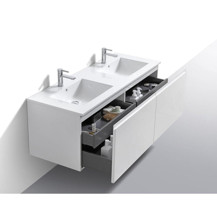 KubeBath Balli 60" Double Sink Wall Mount Modern Bathroom Vanity KubeBath
