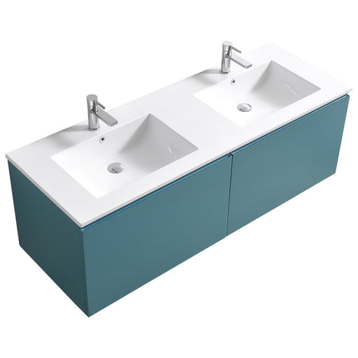 KubeBath Balli 60" Double Sink Wall Mount Modern Bathroom Vanity KubeBath