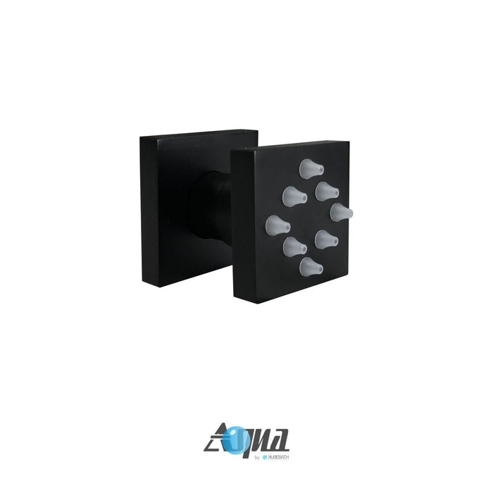 KubeBath Aqua Piazza Shower Set with Ceiling Mount Square Rain Shower, Handheld and 4 Body Jets KubeBath