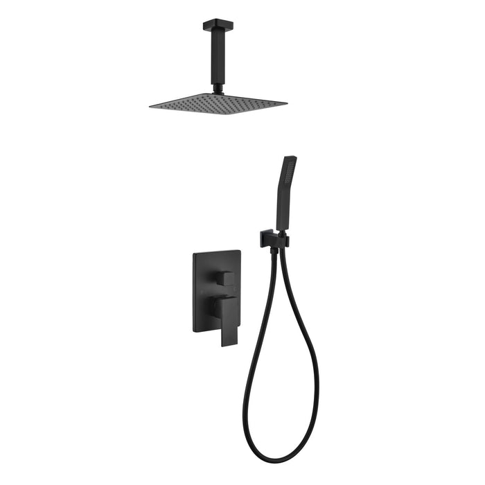 KubeBath Aqua Piazza Shower Set with Ceiling Mount Square Rain Shower and Handheld KubeBath