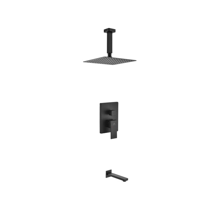 KubeBath Aqua Piazza Shower Set with Ceiling Mount Square Rain Shower and Tub Filler KubeBath