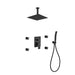 KubeBath Aqua Piazza Shower Set with Ceiling Mount Square Rain Shower, Handheld and 4 Body Jets KubeBath
