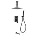 KubeBath Aqua Piazza Shower Set with Ceiling Mount Square Rain Shower, Handheld and Tub Filler KubeBath