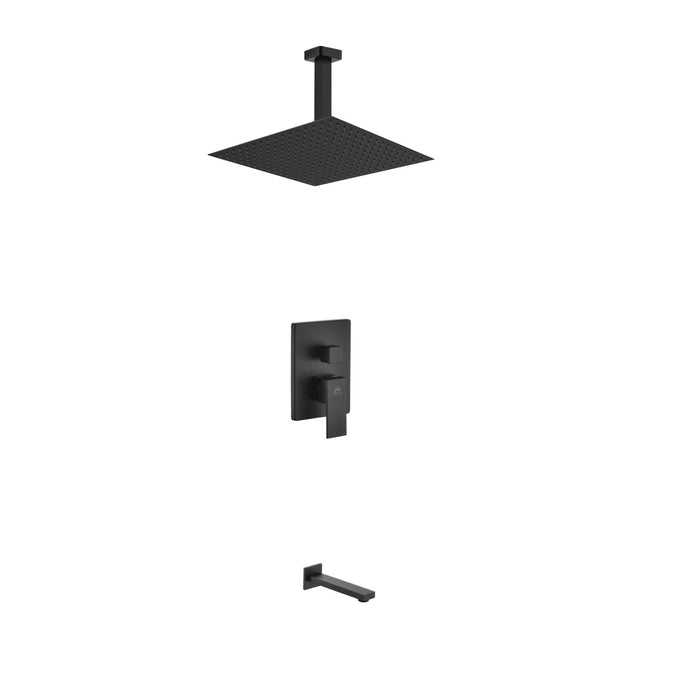 KubeBath Aqua Piazza Shower Set with Ceiling Mount Square Rain Shower and Tub Filler KubeBath