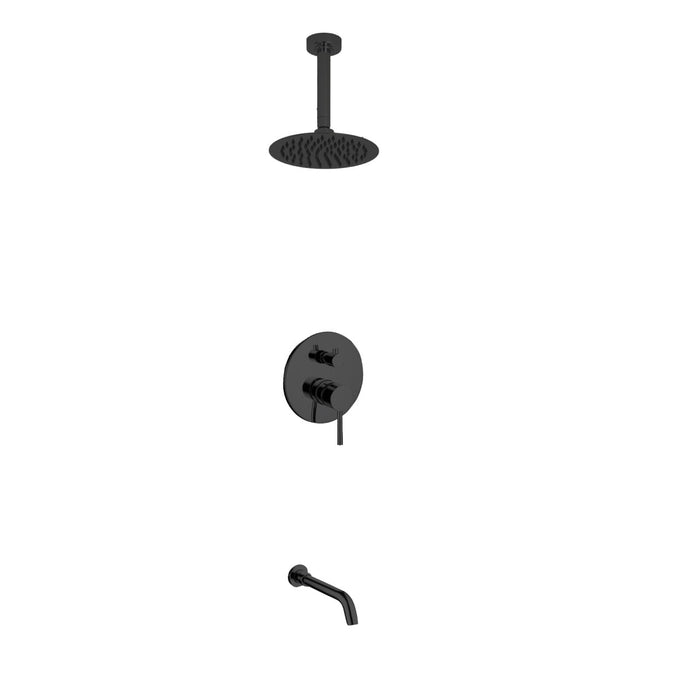 KubeBath Aqua Rondo Shower Set With Ceiling Mount, Rain Shower and Tub Filler KubeBath