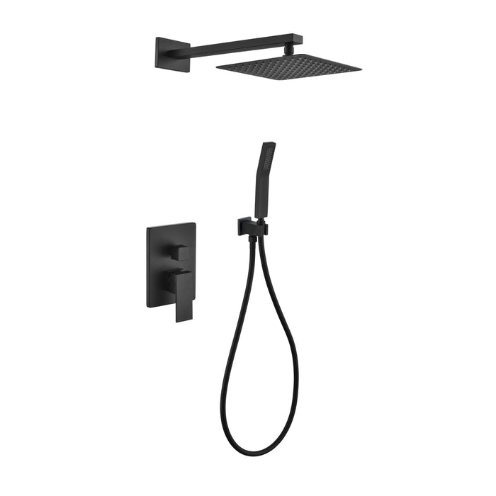 KubeBath Aqua Piazza Shower Set with Square Rain Shower and Handheld KubeBath