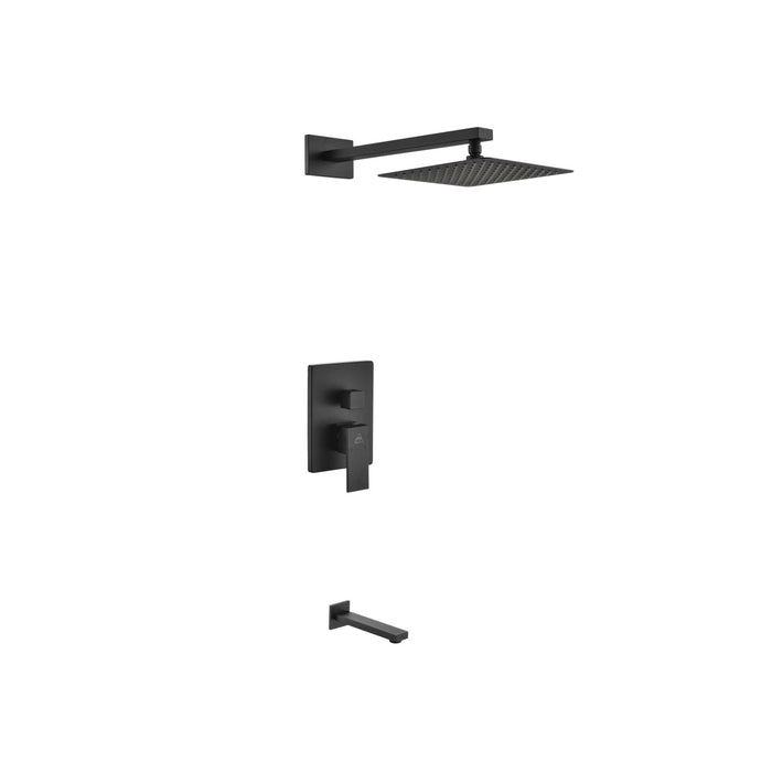KubeBath Aqua Piazza Shower Set with Square Rain Shower and Tub Filler KubeBath