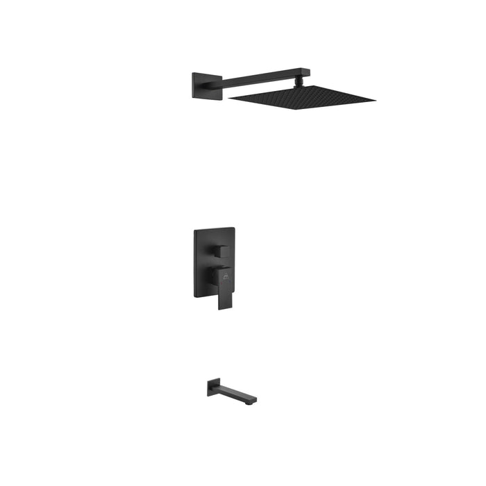 KubeBath Aqua Piazza Shower Set with Square Rain Shower and Tub Filler KubeBath