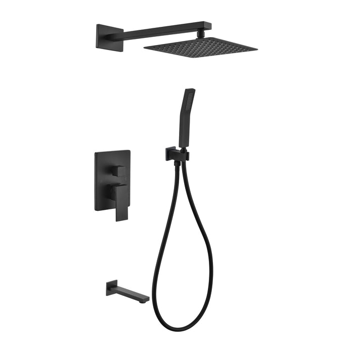 KubeBath Aqua Piazza Shower Set with Square Rain Shower, Tub Filler and Handheld KubeBath