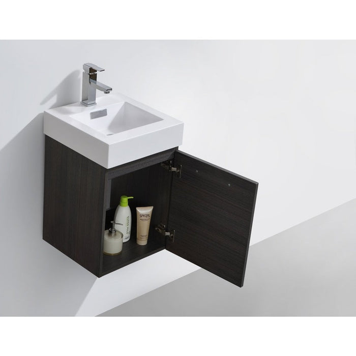 KubeBath Bliss High Gloss Gray Oak Wall Mount Modern Bathroom Vanity KubeBath