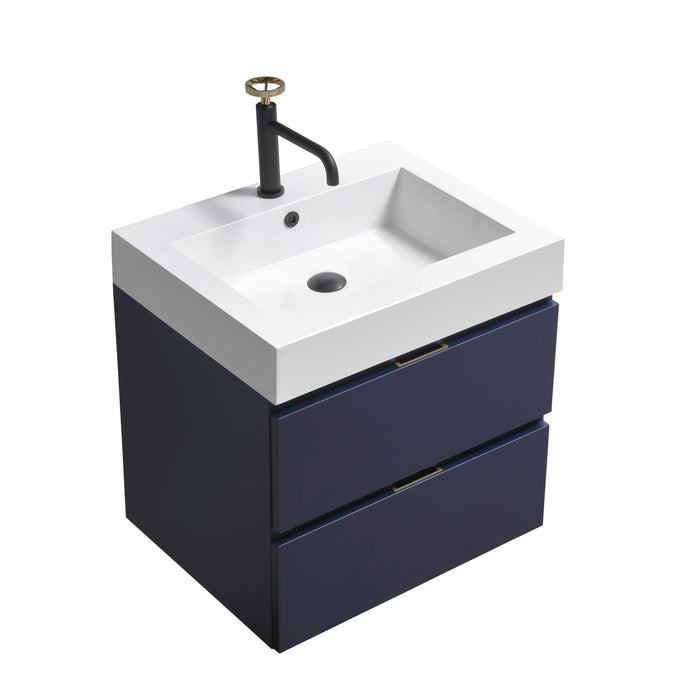 KubeBath Blue Wall Mount Modern Bathroom Vanity KubeBath