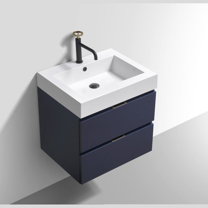 KubeBath Blue Wall Mount Modern Bathroom Vanity KubeBath