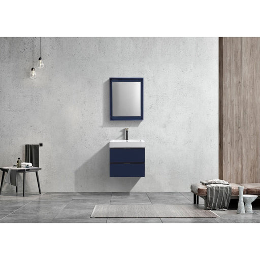 KubeBath Blue Wall Mount Modern Bathroom Vanity KubeBath