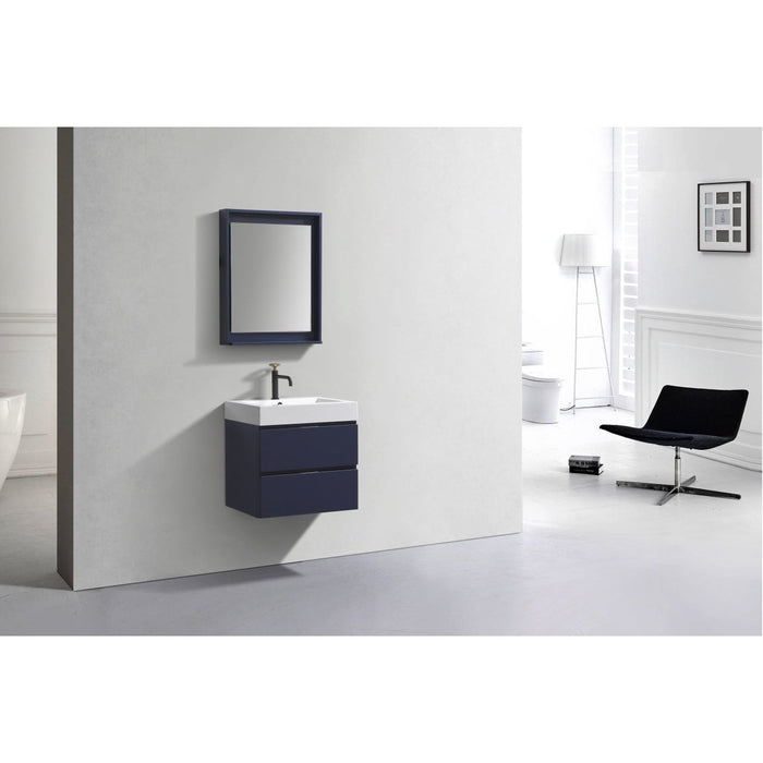 KubeBath Blue Wall Mount Modern Bathroom Vanity KubeBath