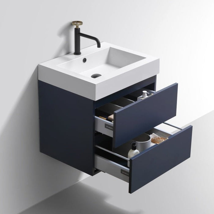 KubeBath Blue Wall Mount Modern Bathroom Vanity KubeBath