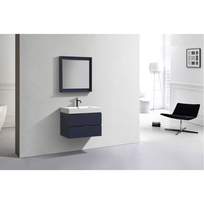 KubeBath Blue Wall Mount Modern Bathroom Vanity KubeBath