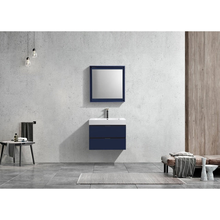 KubeBath Blue Wall Mount Modern Bathroom Vanity KubeBath